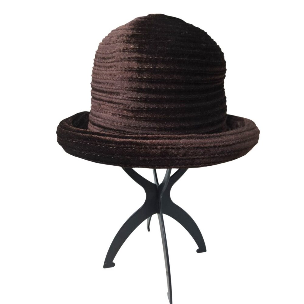 Womens Brown Color 100% Polyester Roll-up Brim Special Occasion/Costume Cloche H